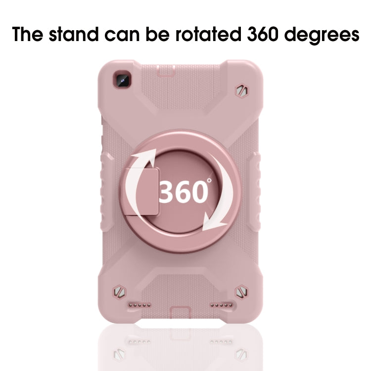 For Samsugn Galaxy Tab A 8.0 (2019) T290/T295 PC + Silicone Shockproof Combination Case with 360 Degree Rotating Holder & Handle & Shoulder Strap