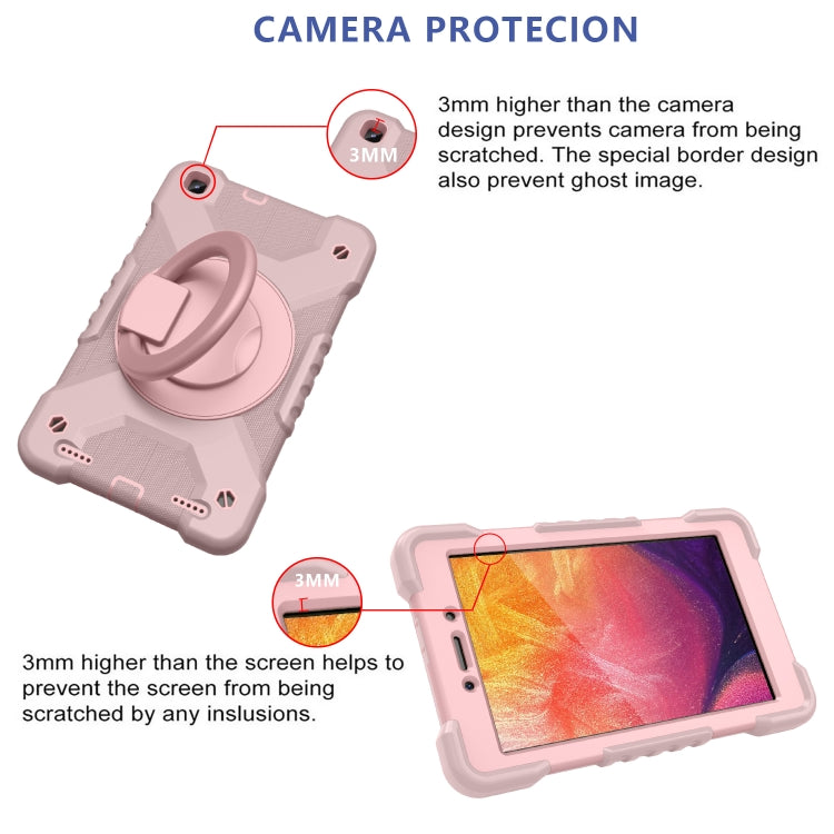 For Samsugn Galaxy Tab A 8.0 (2019) T290/T295 PC + Silicone Shockproof Combination Case with 360 Degree Rotating Holder & Handle & Shoulder Strap