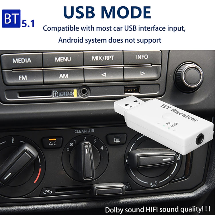 JD-E6 USB Bluetooth 5.1 Audio Receiver Car MP3 Player Dual Output AUX Audio Line Bluetooth Adapter