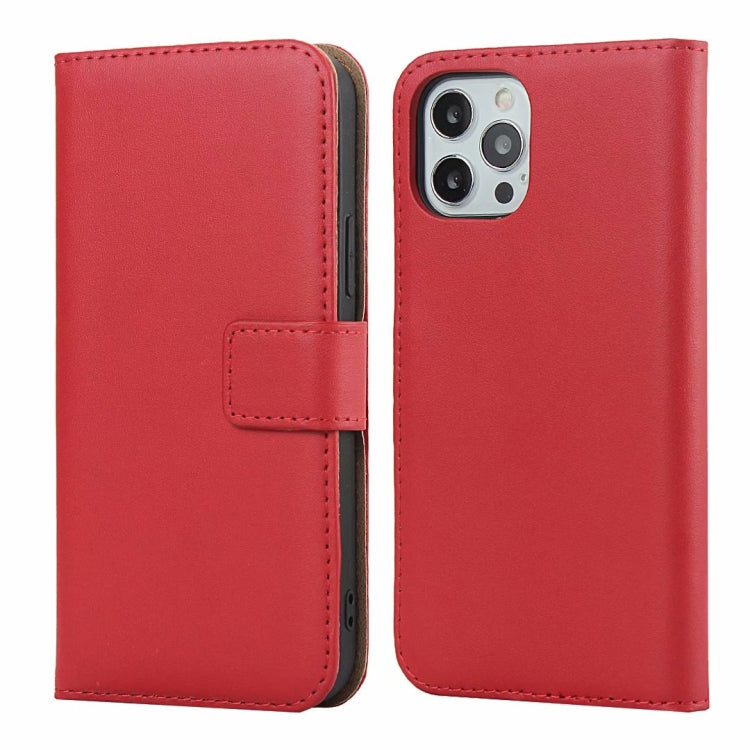 For iPhone 12 Pro Max Plain Texture Cowhide Leather Horizontal Flip Case with Magnetic Clasp & Holder & Card Slots & Wallet