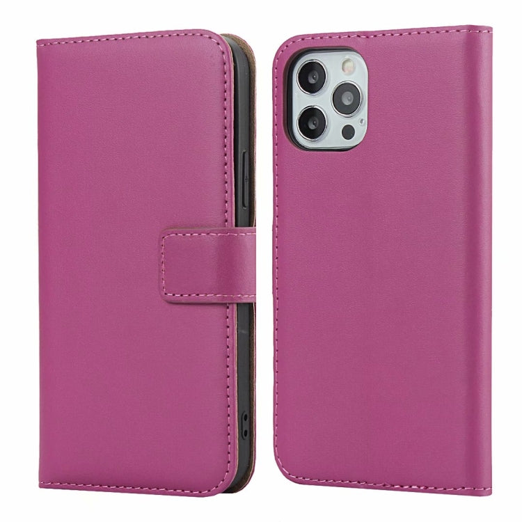 For iPhone 12 Pro Max Plain Texture Cowhide Leather Horizontal Flip Case with Magnetic Clasp & Holder & Card Slots & Wallet