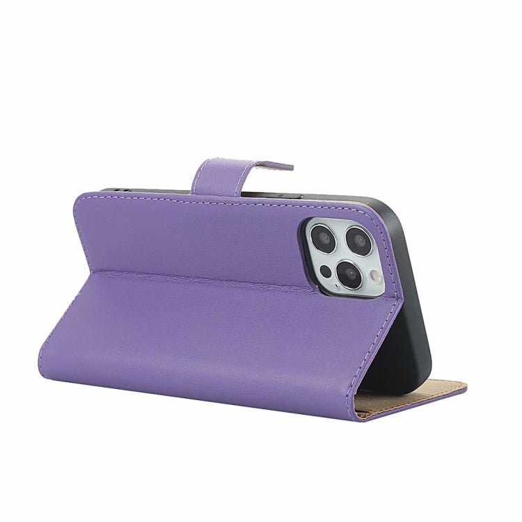 For iPhone 12 Pro Max Plain Texture Cowhide Leather Horizontal Flip Case with Magnetic Clasp & Holder & Card Slots & Wallet