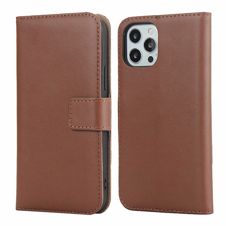 For iPhone 12 Pro Max Plain Texture Cowhide Leather Horizontal Flip Case with Magnetic Clasp & Holder & Card Slots & Wallet