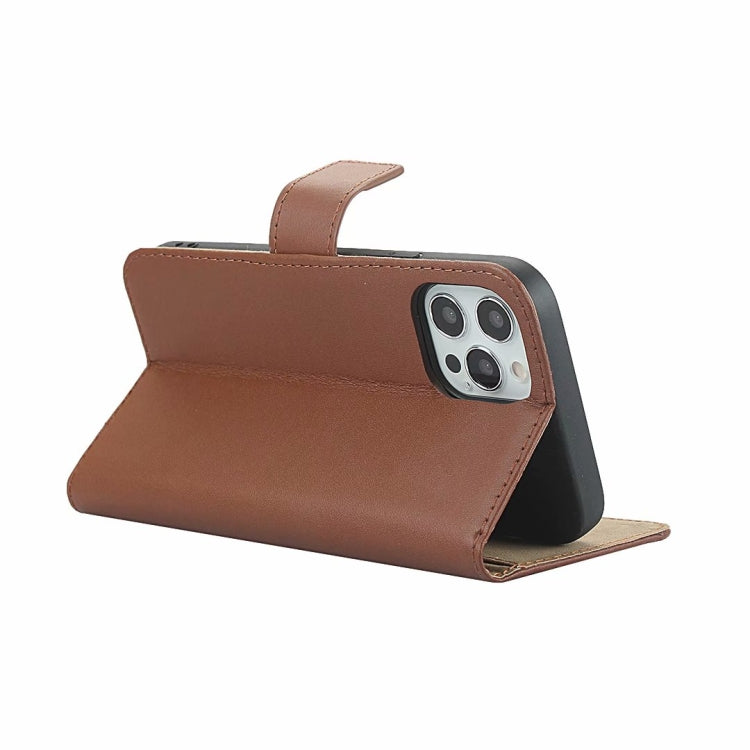 For iPhone 12 Pro Max Plain Texture Cowhide Leather Horizontal Flip Case with Magnetic Clasp & Holder & Card Slots & Wallet