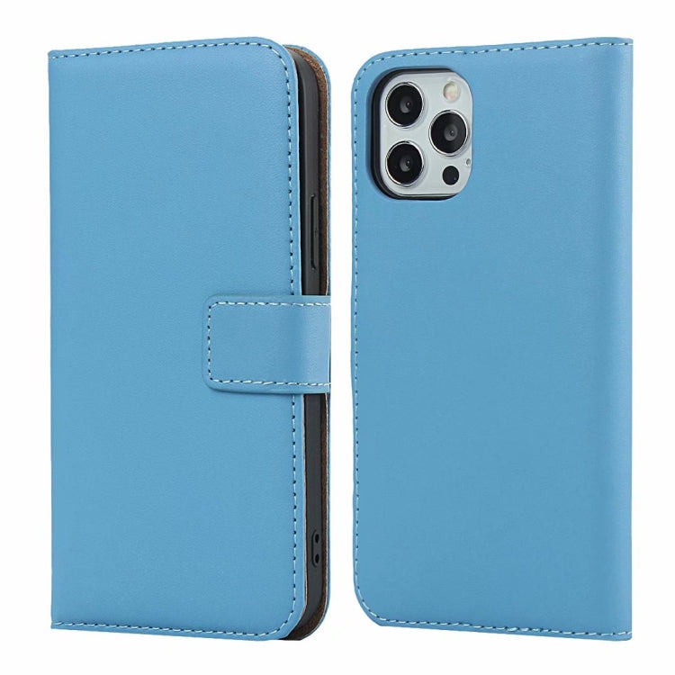 For iPhone 12 / 12 Pro Plain Texture Cowhide Leather Horizontal Flip Case with Magnetic Clasp & Holder & Card Slots & Wallet
