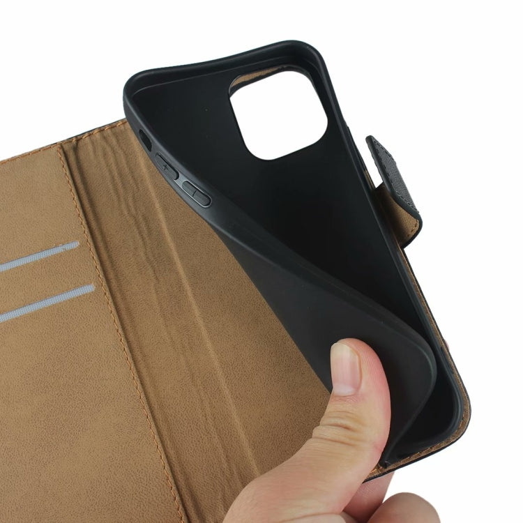 For iPhone 12 / 12 Pro Plain Texture Cowhide Leather Horizontal Flip Case with Magnetic Clasp & Holder & Card Slots & Wallet