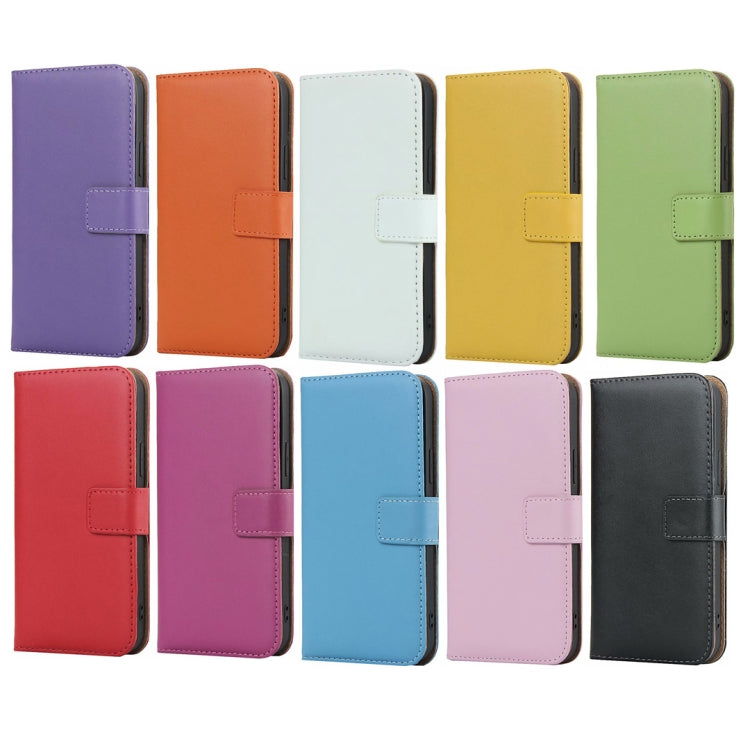For iPhone 12 / 12 Pro Plain Texture Cowhide Leather Horizontal Flip Case with Magnetic Clasp & Holder & Card Slots & Wallet