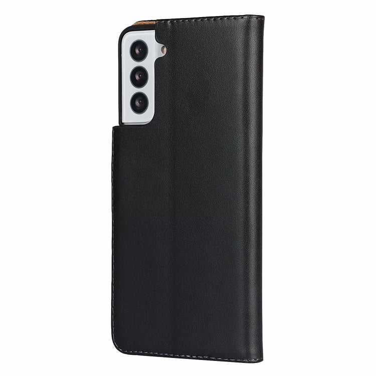 Plain Texture Cowhide Leather Horizontal Flip Case with Magnetic Clasp & Holder & Card Slots & Wallet For Samsung Galaxy S21 5G(Black)