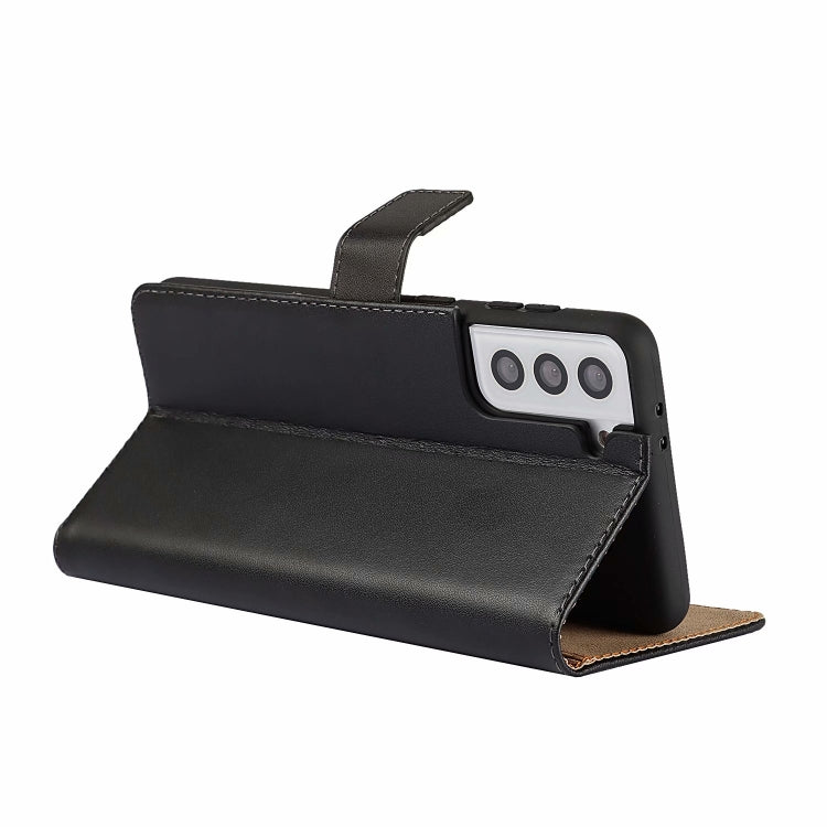 Plain Texture Cowhide Leather Horizontal Flip Case with Magnetic Clasp & Holder & Card Slots & Wallet For Samsung Galaxy S21 5G(Black)