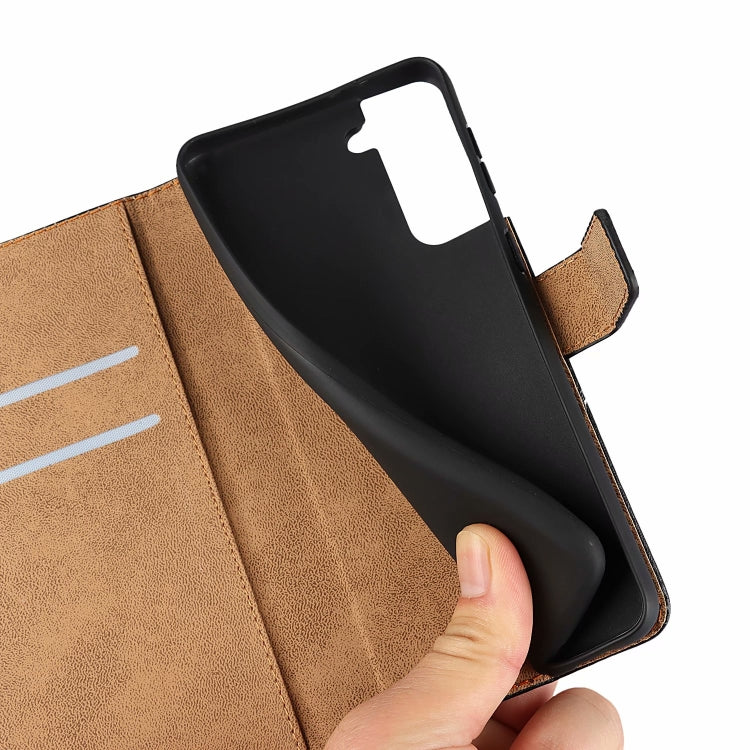 Plain Texture Cowhide Leather Horizontal Flip Case with Magnetic Clasp & Holder & Card Slots & Wallet For Samsung Galaxy S21 5G(Black)