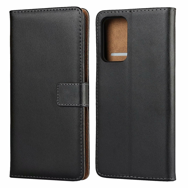 Plain Texture Cowhide Leather Horizontal Flip Case with Magnetic Clasp & Holder & Card Slots & Wallet For Samsung Galaxy A72 5G / 4G(Black)