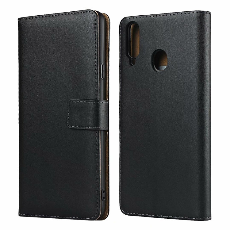 Plain Texture Cowhide Leather Horizontal Flip Case with Magnetic Clasp & Holder & Card Slots & Wallet For Samsung Galaxy A20s(Black)