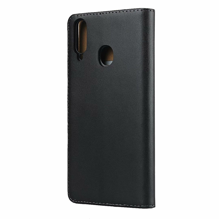 Plain Texture Cowhide Leather Horizontal Flip Case with Magnetic Clasp & Holder & Card Slots & Wallet For Samsung Galaxy A20s(Black)