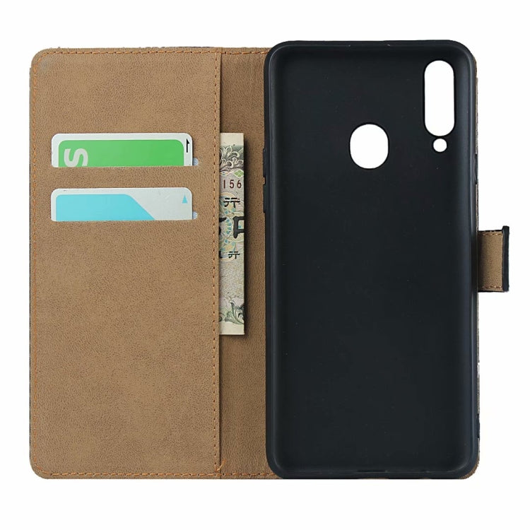 Plain Texture Cowhide Leather Horizontal Flip Case with Magnetic Clasp & Holder & Card Slots & Wallet For Samsung Galaxy A20s(Black)