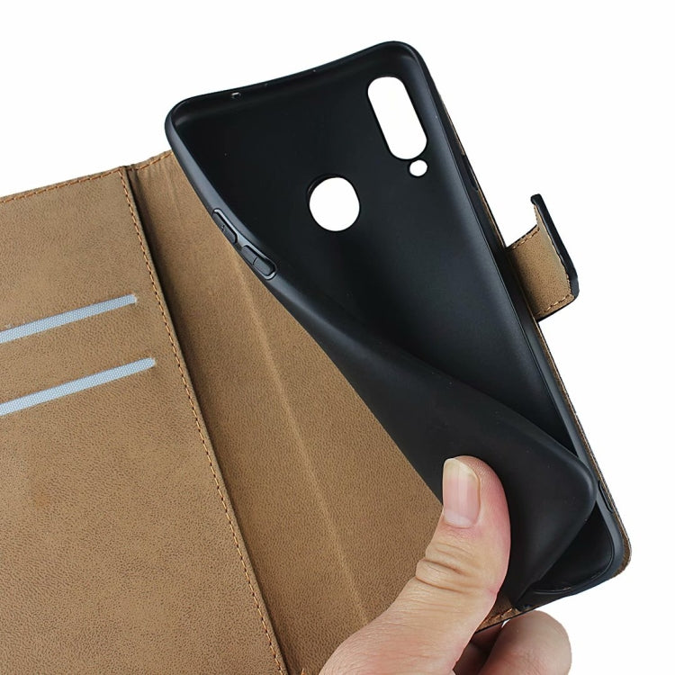 Plain Texture Cowhide Leather Horizontal Flip Case with Magnetic Clasp & Holder & Card Slots & Wallet For Samsung Galaxy A20s(Black)