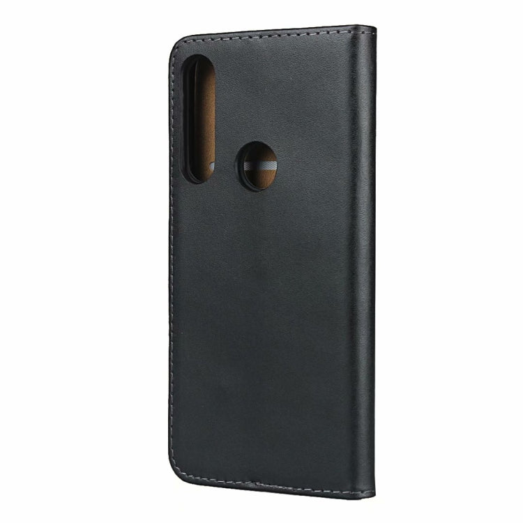 Plain Texture Cowhide Leather Horizontal Flip Case with Magnetic Clasp & Holder & Card Slots & Wallet For Motorola G Power 2020(Black)