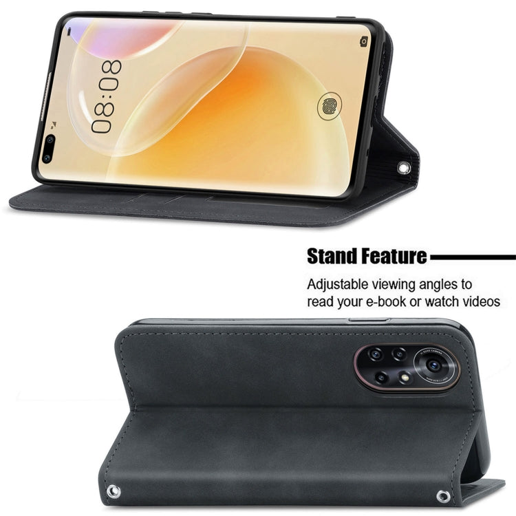 Retro Skin Feel Business Magnetic Horizontal Flip Leather Case with Holder & Card Slots & Wallet & Photo Frame For Huawei Nova 8 Pro