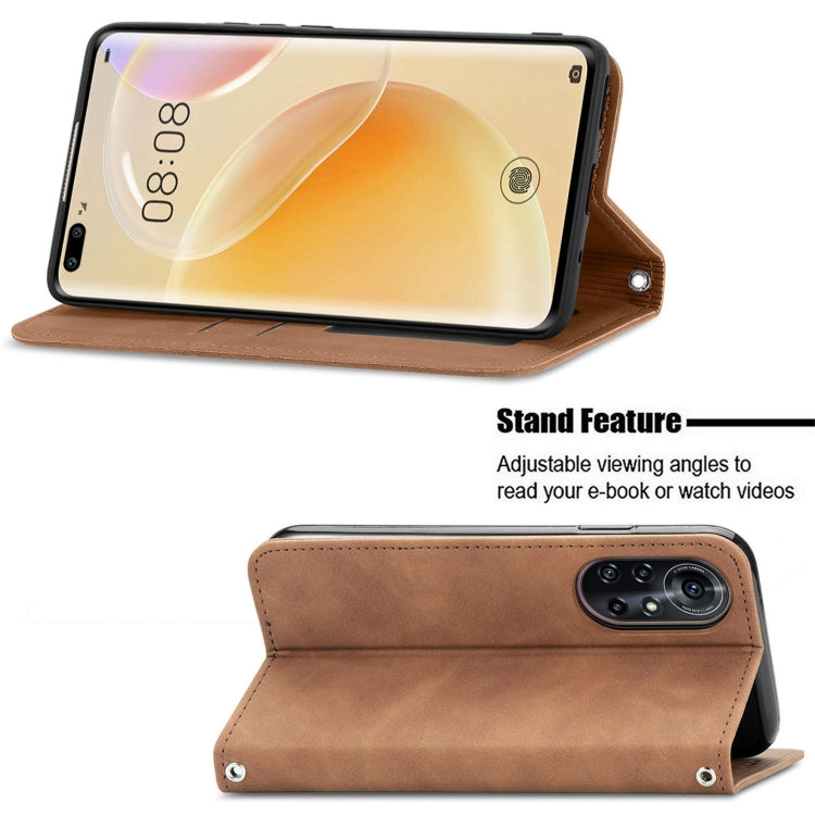 Retro Skin Feel Business Magnetic Horizontal Flip Leather Case with Holder & Card Slots & Wallet & Photo Frame For Huawei Nova 8 Pro