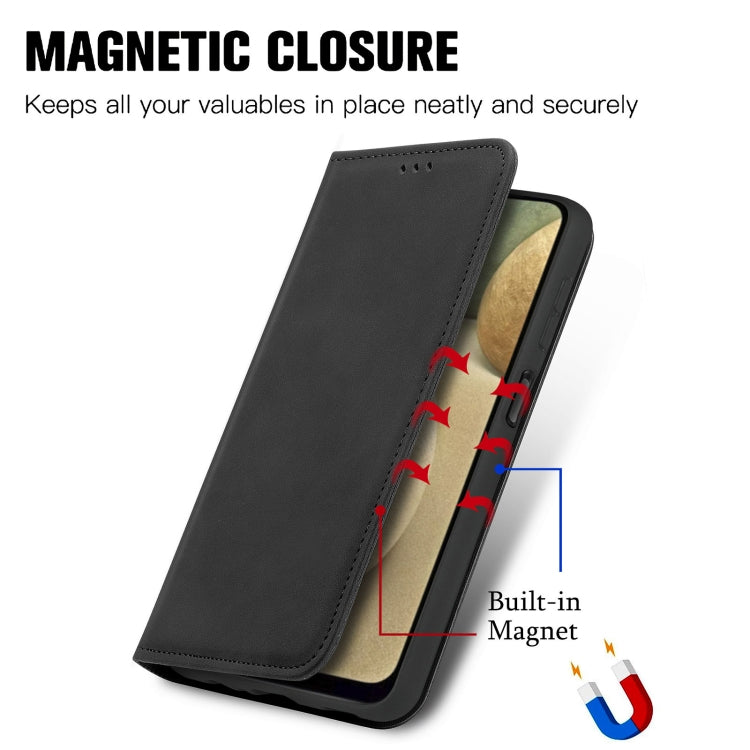 Retro Skin Feel Business Magnetic Horizontal Flip Leather Case with Holder & Card Slots & Wallet & Photo Frame For Samsung Galaxy A12
