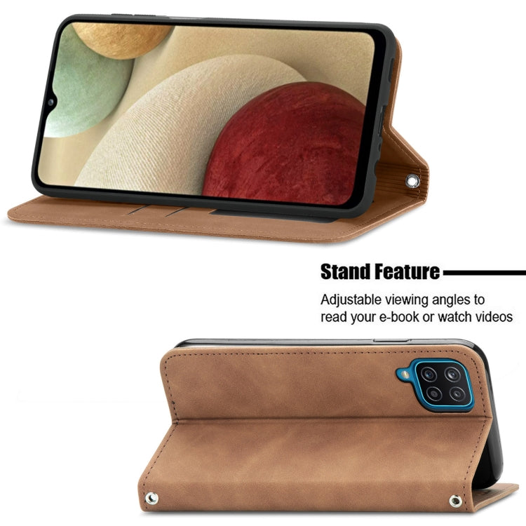Retro Skin Feel Business Magnetic Horizontal Flip Leather Case with Holder & Card Slots & Wallet & Photo Frame For Samsung Galaxy A12