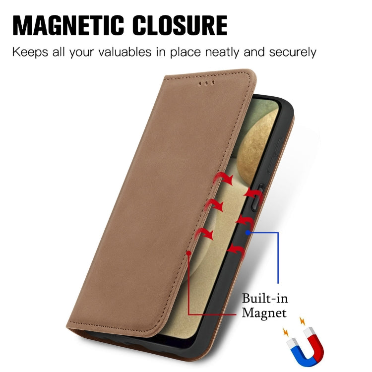 Retro Skin Feel Business Magnetic Horizontal Flip Leather Case with Holder & Card Slots & Wallet & Photo Frame For Samsung Galaxy A12