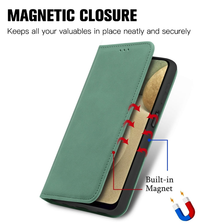 Retro Skin Feel Business Magnetic Horizontal Flip Leather Case with Holder & Card Slots & Wallet & Photo Frame For Samsung Galaxy A12
