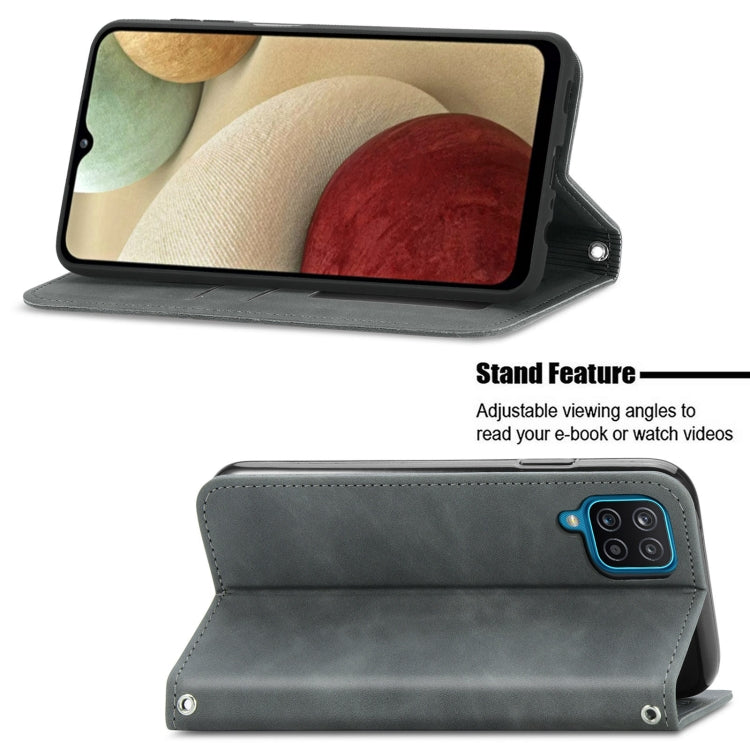 Retro Skin Feel Business Magnetic Horizontal Flip Leather Case with Holder & Card Slots & Wallet & Photo Frame For Samsung Galaxy A12