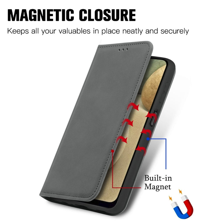 Retro Skin Feel Business Magnetic Horizontal Flip Leather Case with Holder & Card Slots & Wallet & Photo Frame For Samsung Galaxy A12