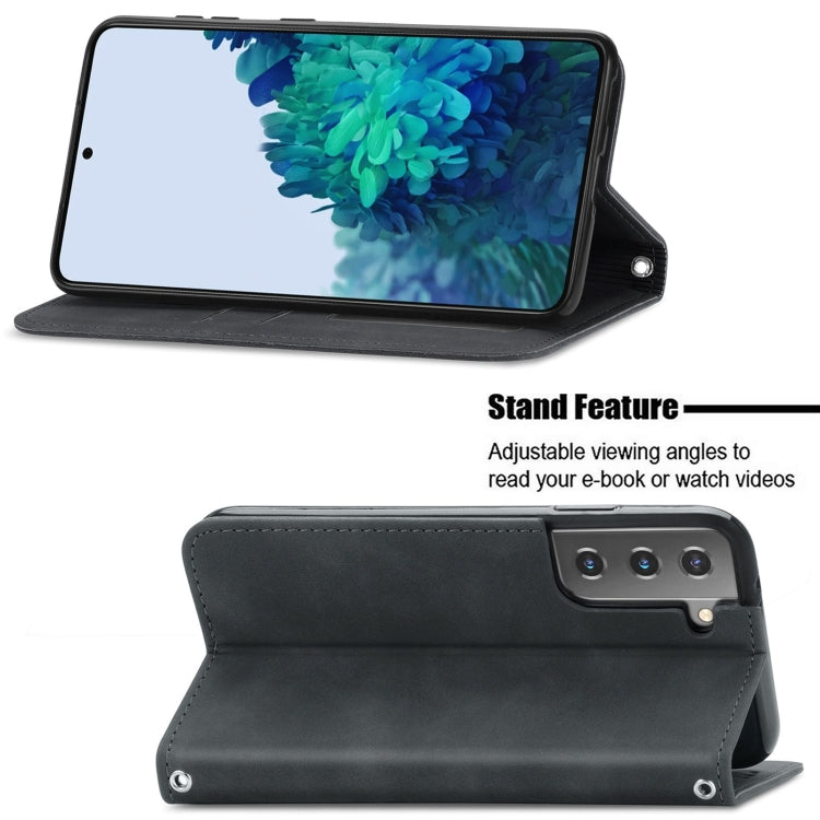 For Samsung Galaxy S21 Retro Skin Feel Business Magnetic Horizontal Flip Leather Case with Holder & Card Slots & Wallet & Photo Frame