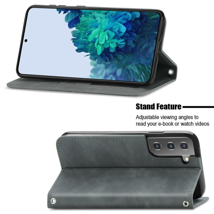 For Samsung Galaxy S21 Retro Skin Feel Business Magnetic Horizontal Flip Leather Case with Holder & Card Slots & Wallet & Photo Frame