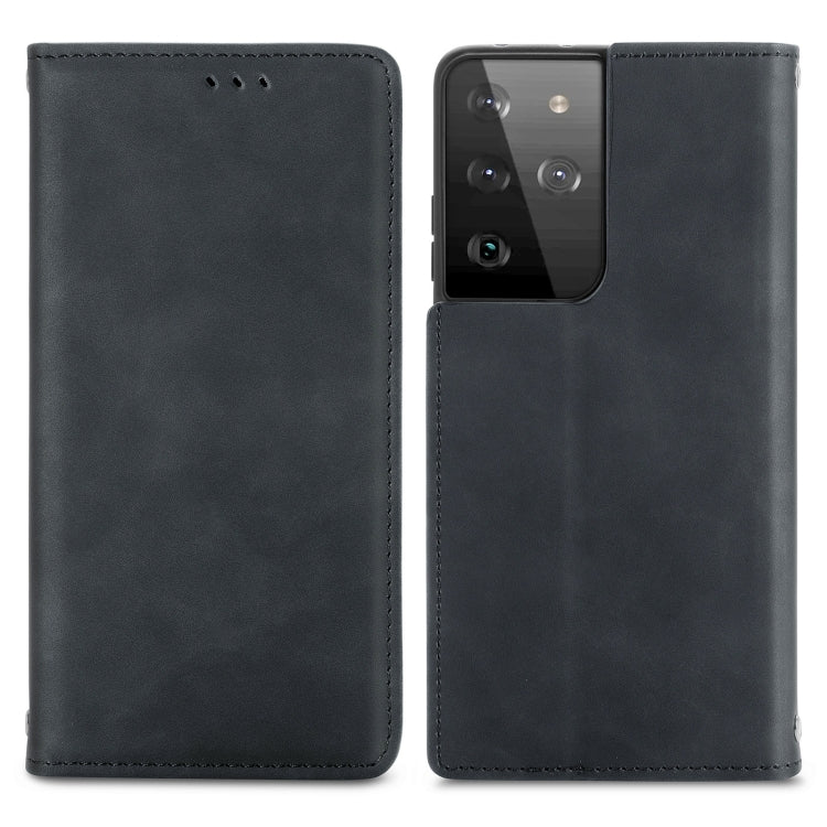 For Samsung Galaxy S21 Ultra Retro Skin Feel Business Magnetic Horizontal Flip Leather Case with Holder & Card Slots & Wallet & Photo Frame