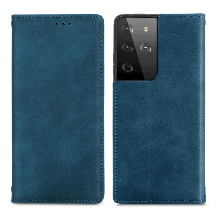 For Samsung Galaxy S21 Ultra Retro Skin Feel Business Magnetic Horizontal Flip Leather Case with Holder & Card Slots & Wallet & Photo Frame