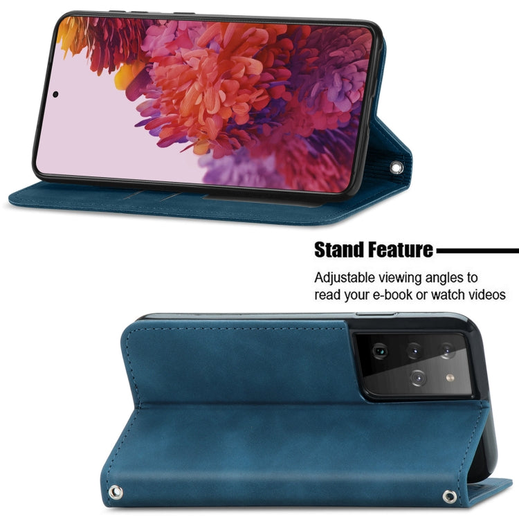 For Samsung Galaxy S21 Ultra Retro Skin Feel Business Magnetic Horizontal Flip Leather Case with Holder & Card Slots & Wallet & Photo Frame