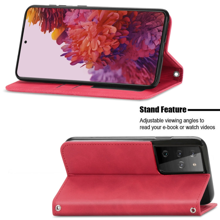 For Samsung Galaxy S21 Ultra Retro Skin Feel Business Magnetic Horizontal Flip Leather Case with Holder & Card Slots & Wallet & Photo Frame