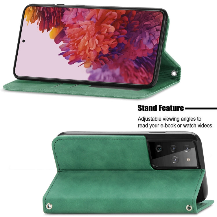 For Samsung Galaxy S21 Ultra Retro Skin Feel Business Magnetic Horizontal Flip Leather Case with Holder & Card Slots & Wallet & Photo Frame
