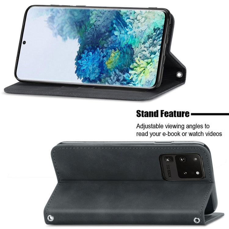 For Samsung Galaxy S20 Ultra Retro Skin Feel Business Magnetic Horizontal Flip Leather Case with Holder & Card Slots & Wallet & Photo Frame