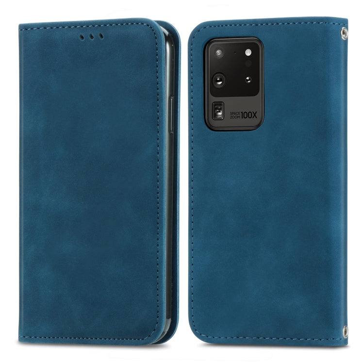 For Samsung Galaxy S20 Ultra Retro Skin Feel Business Magnetic Horizontal Flip Leather Case with Holder & Card Slots & Wallet & Photo Frame