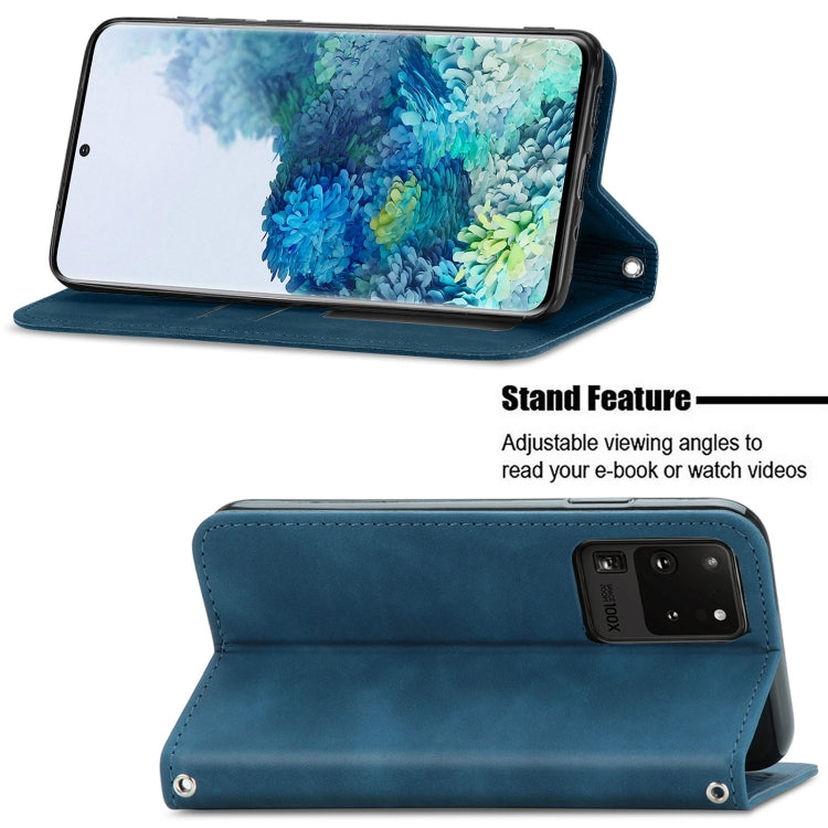 For Samsung Galaxy S20 Ultra Retro Skin Feel Business Magnetic Horizontal Flip Leather Case with Holder & Card Slots & Wallet & Photo Frame