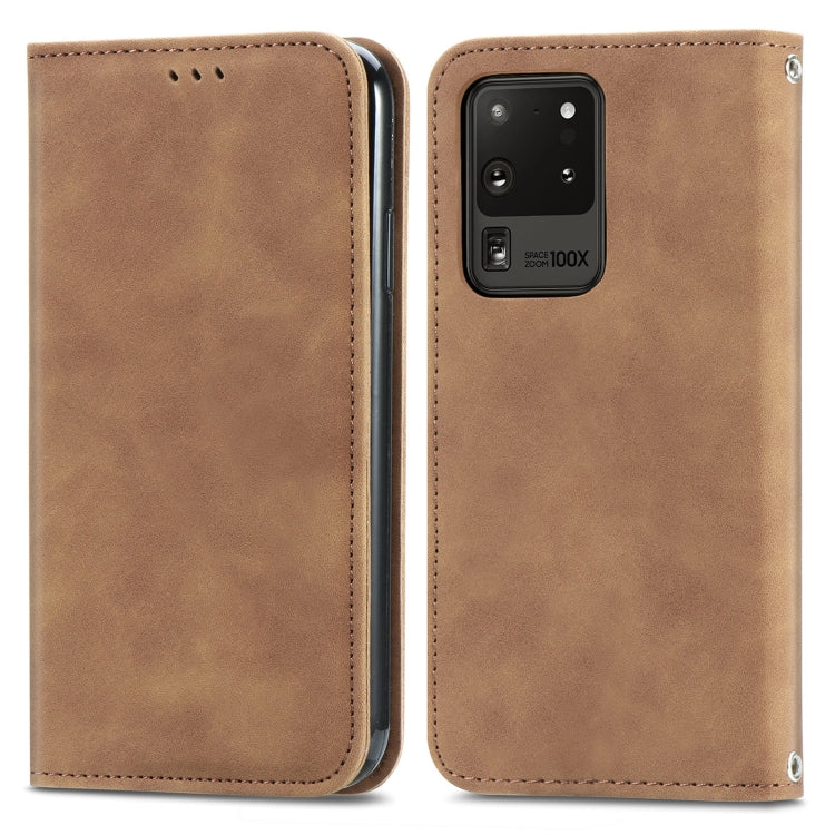 For Samsung Galaxy S20 Ultra Retro Skin Feel Business Magnetic Horizontal Flip Leather Case with Holder & Card Slots & Wallet & Photo Frame