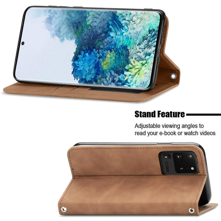 For Samsung Galaxy S20 Ultra Retro Skin Feel Business Magnetic Horizontal Flip Leather Case with Holder & Card Slots & Wallet & Photo Frame