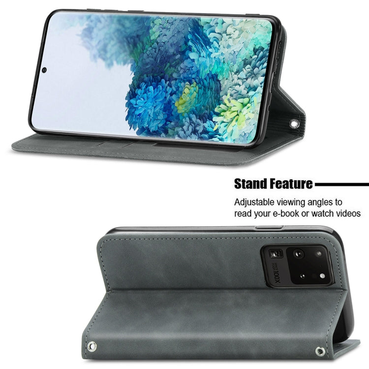 For Samsung Galaxy S20 Ultra Retro Skin Feel Business Magnetic Horizontal Flip Leather Case with Holder & Card Slots & Wallet & Photo Frame