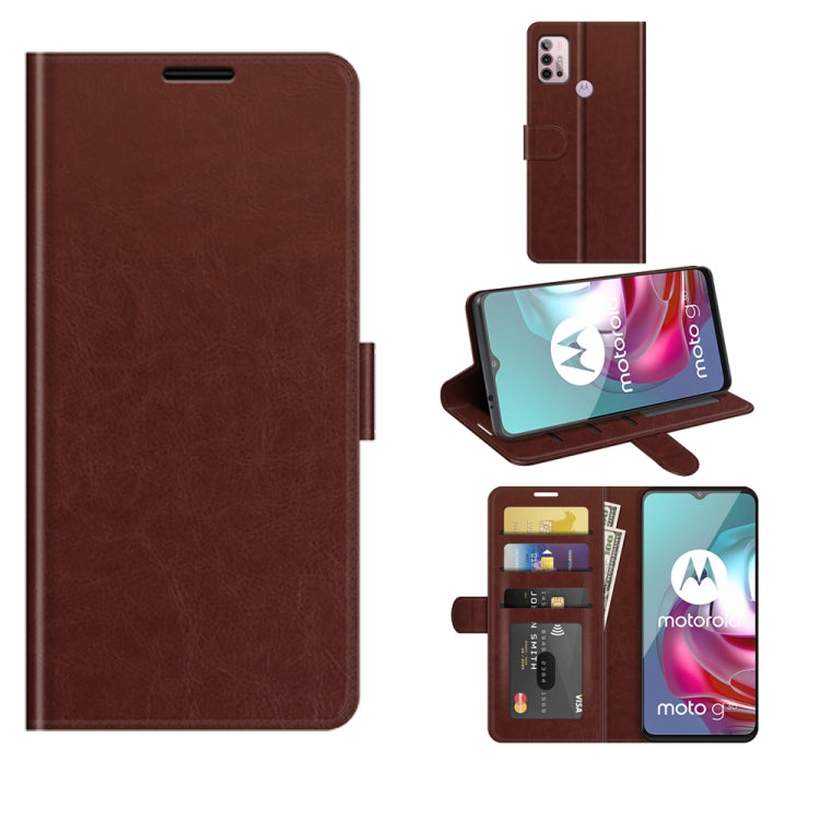 For Motorola Moto G30/G10 R64 Texture Single Horizontal Flip Protective Case with Holder & Card Slots & Wallet& Photo Frame