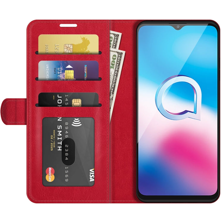 For Alcatel 1S 2021/3L 2021 R64 Texture Single Horizontal Flip Protective Case with Holder & Card Slots & Wallet& Photo Frame
