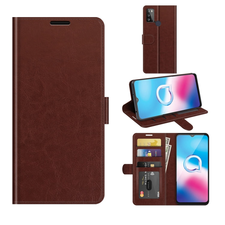 For Alcatel 1S 2021/3L 2021 R64 Texture Single Horizontal Flip Protective Case with Holder & Card Slots & Wallet& Photo Frame