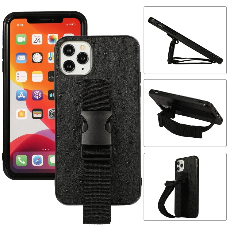 For iPhone 12 Pro Max Sport Armband PC + PU Leather Back Cover Case with Strap & Holder Function