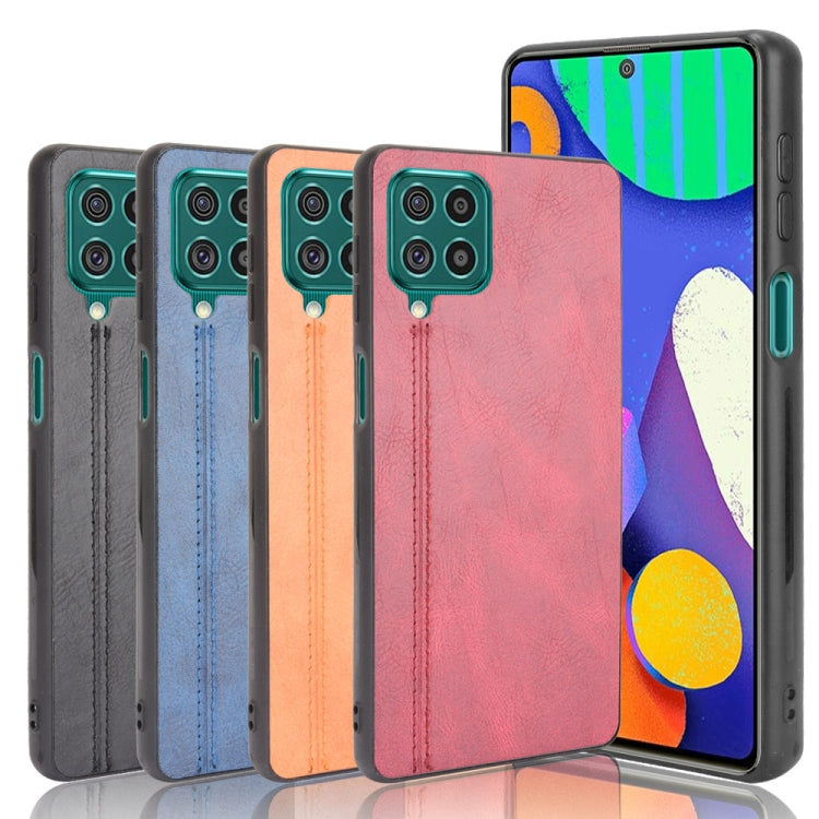 For Samsung Galaxy F62/M62 Shockproof Sewing Cow Pattern Skin PC + PU + TPU Case