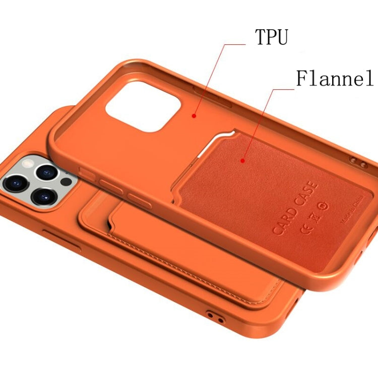 For iPhone 11 Pro Max TPU + Flannel Lining Shockproof  Case with Card Slots