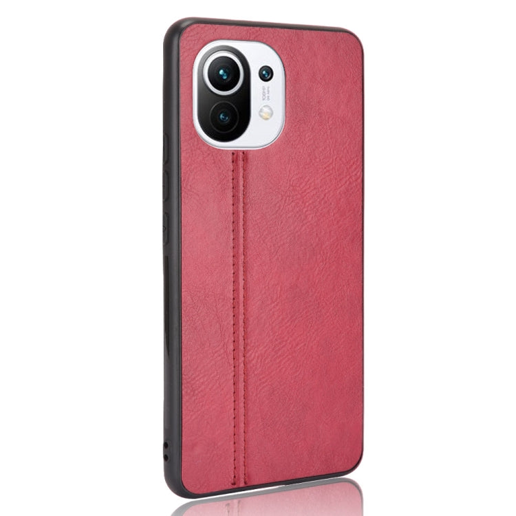For Xiaomi Mi 11 Shockproof Sewing Cow Pattern Skin PC + PU + TPU Case