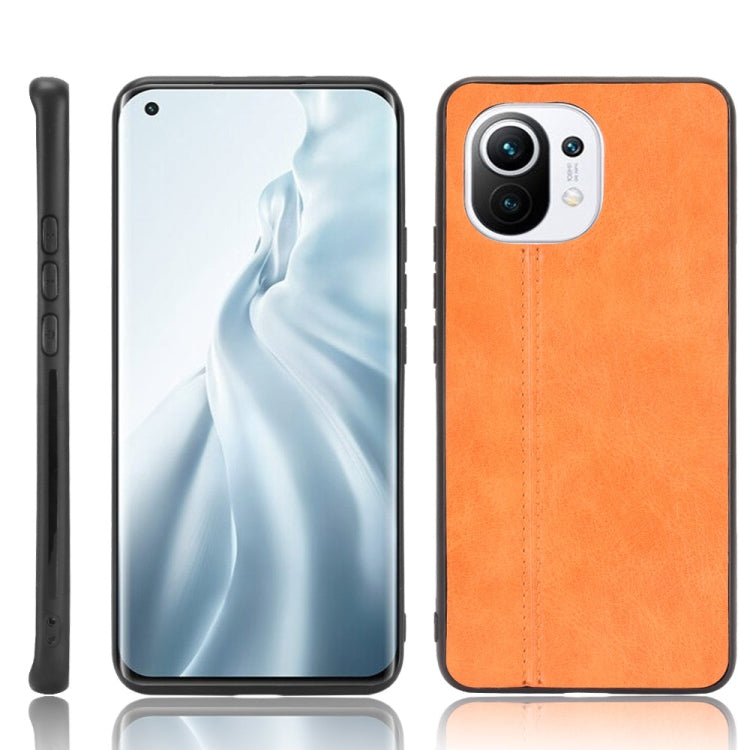 For Xiaomi Mi 11 Shockproof Sewing Cow Pattern Skin PC + PU + TPU Case