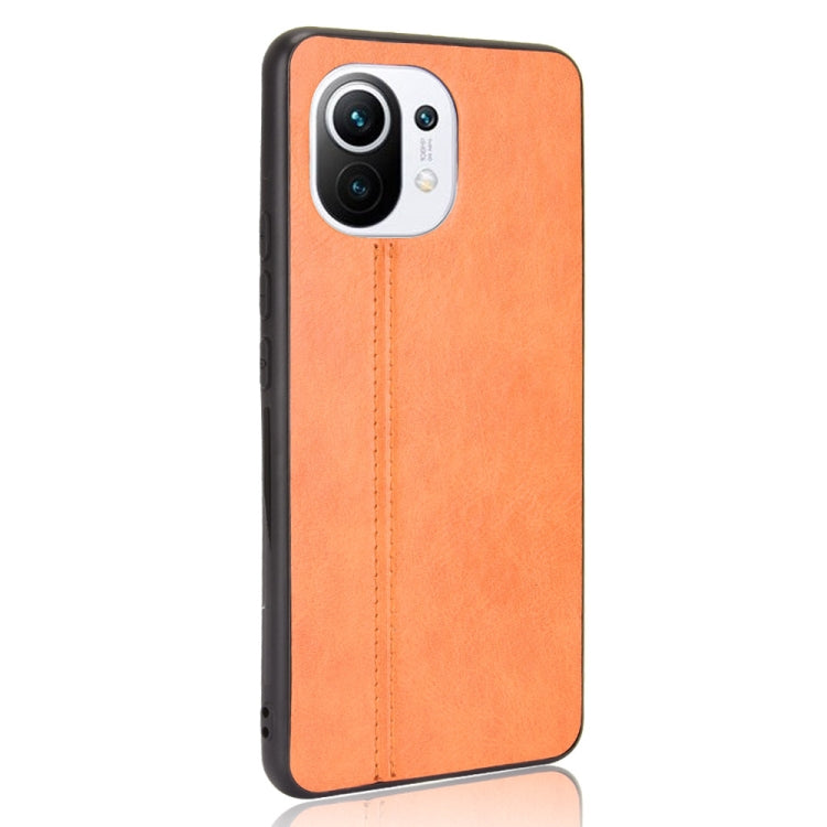 For Xiaomi Mi 11 Shockproof Sewing Cow Pattern Skin PC + PU + TPU Case
